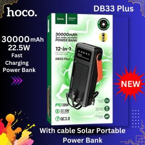 HOCO 30000mAh 22.5W Fast Charging With Cable Solar Portable Power Bank - DB33 Plus