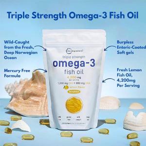 Micro Ingredients Triple Strength Omega 3 Fish Oil 4200mg – 240 Softgels (Dietary Supplement)