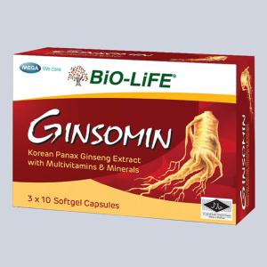 Bio-Life Ginsomin Korean Panax Ginseng Extract with Multivitamins & Minerals – 30 Softgel Capsules