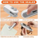 Mini Bag Sealer, 2 in 1 USB Rechargeable Bag Sealer Heat Seal Cutter, Rechargeable Mini Snack Bag Sealer, Portable Resealer Machine for Plastic Bags Food Storage Snacks Freshness