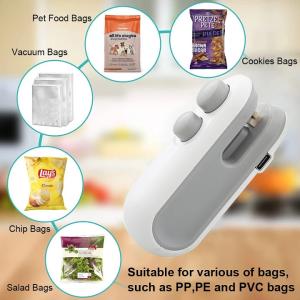 Mini Bag Sealer, 2 in 1 USB Rechargeable Bag Sealer Heat Seal Cutter, Rechargeable Mini Snack Bag Sealer, Portable Resealer Machine for Plastic Bags Food Storage Snacks Freshness