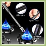 Modern Outdoor Portable Electric Kitchen Gas Lighter/Arc Lighter USB Rechargeable Long Lighter Windproof Candle Lighter Outdoor Plasma Flexible Neck (Multicolor)