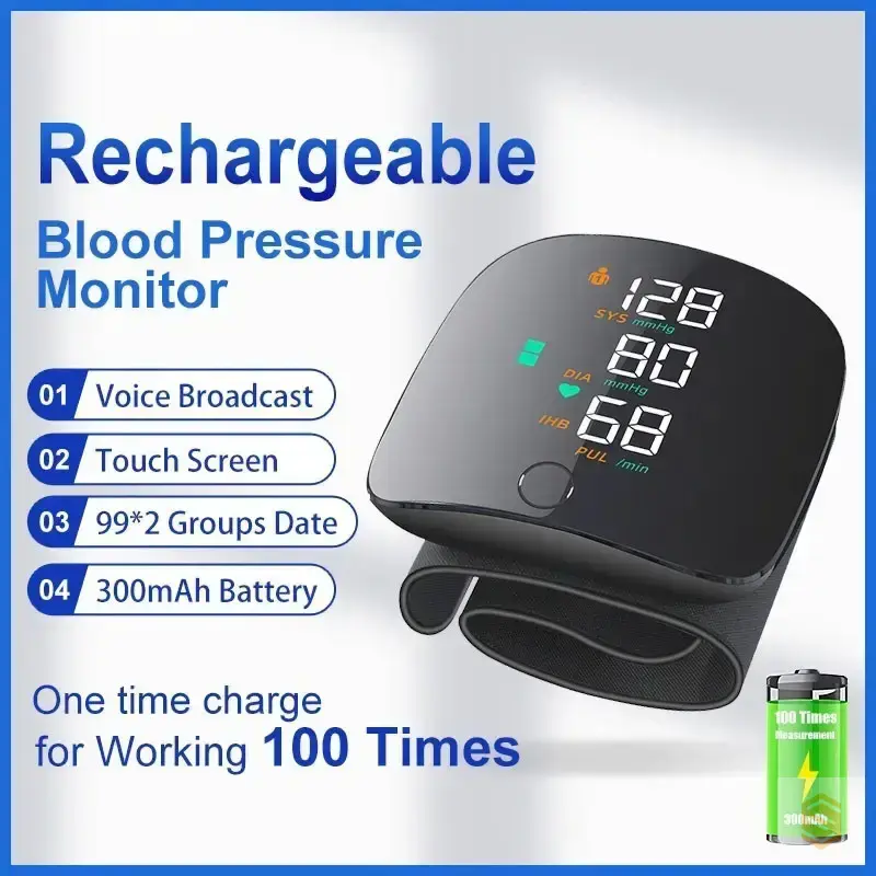 Automatic Rechargeable Digital Touch Screen Wrist type Blood-Pressure Machine/ BP Machine