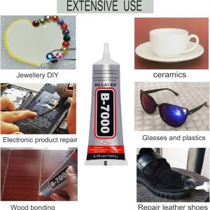 B-7000 Glue Clear for Rhinestone Crafts, Jewelry and Bead Adhesive B7000 Semi Fluid High Viscosity Glues for Clothes Shoes Fabric Cell Phones Screen Repair Metal Stone Nail Art Glass