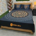 Sera Collection Prime Luxury Cotton Double Size Twill Panel Bedsheet King Size With Two Pillow Cover