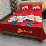 Sera Collection Prime Luxury Cotton Double Size Twill Panel Bedsheet King Size With Two Pillow Cover