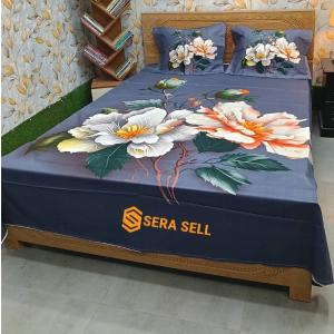 Sera Collection Prime Luxury Cotton Double Size Twill Panel Bedsheet King Size With Two Pillow Cover