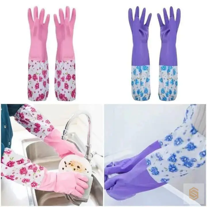 High Quality Silicone Kitchen Hand Gloves for Dish Washing - 1 Pair (2 pcs)