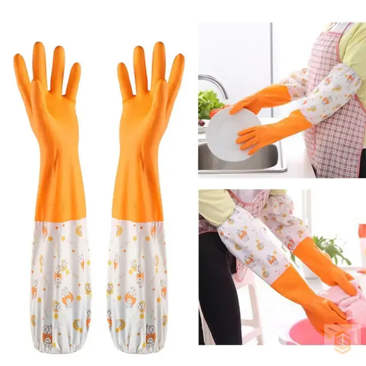 High Quality Silicone Kitchen Hand Gloves for Dish Washing - 1 Pair (2 pcs)