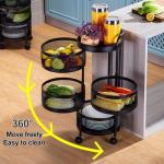 4 Layer Round Full Metal Fruit Vegetable Rack - Black Color