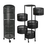 5 Layer Round Full Metal Fruit And Vegetable Rack -Black