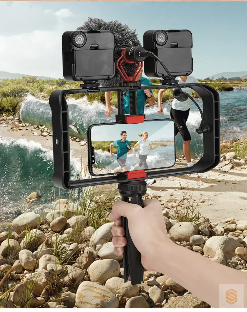 Jmary MT33 Vlogging Filmmaking Cage Stabilizer Grip Tripod Mount Video Rig Kit Mobile Phone Holder