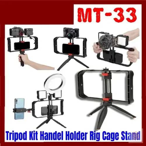 Jmary MT33 Vlogging Filmmaking Cage Stabilizer Grip Tripod Mount Video Rig Kit Mobile Phone Holder