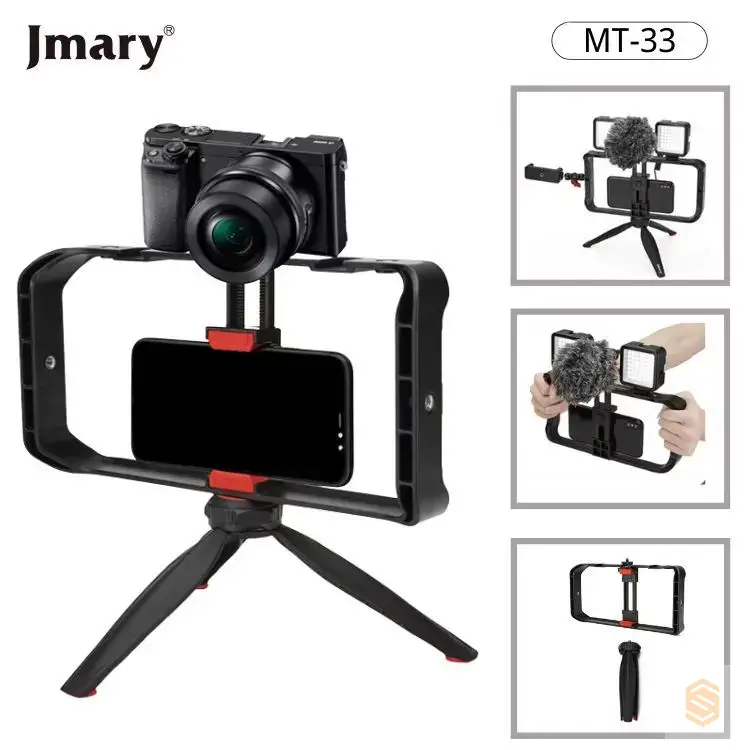 Jmary MT33 Vlogging Filmmaking Cage Stabilizer Grip Tripod Mount Video Rig Kit Mobile Phone Holder
