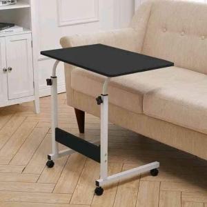 Height Adjustable Movable Laptop Desk With Storage Shelf Lazy Sofa Corner Lift Computer Desk Table 2 Layers - Black