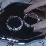 Silver Crystal Hoop Earrings -139