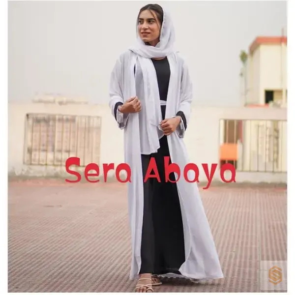 White And Black Borka With Hijab Full set By Sera Abaya